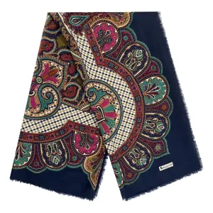 Aquascutum Silk & Wool Blend Paisley Scarf