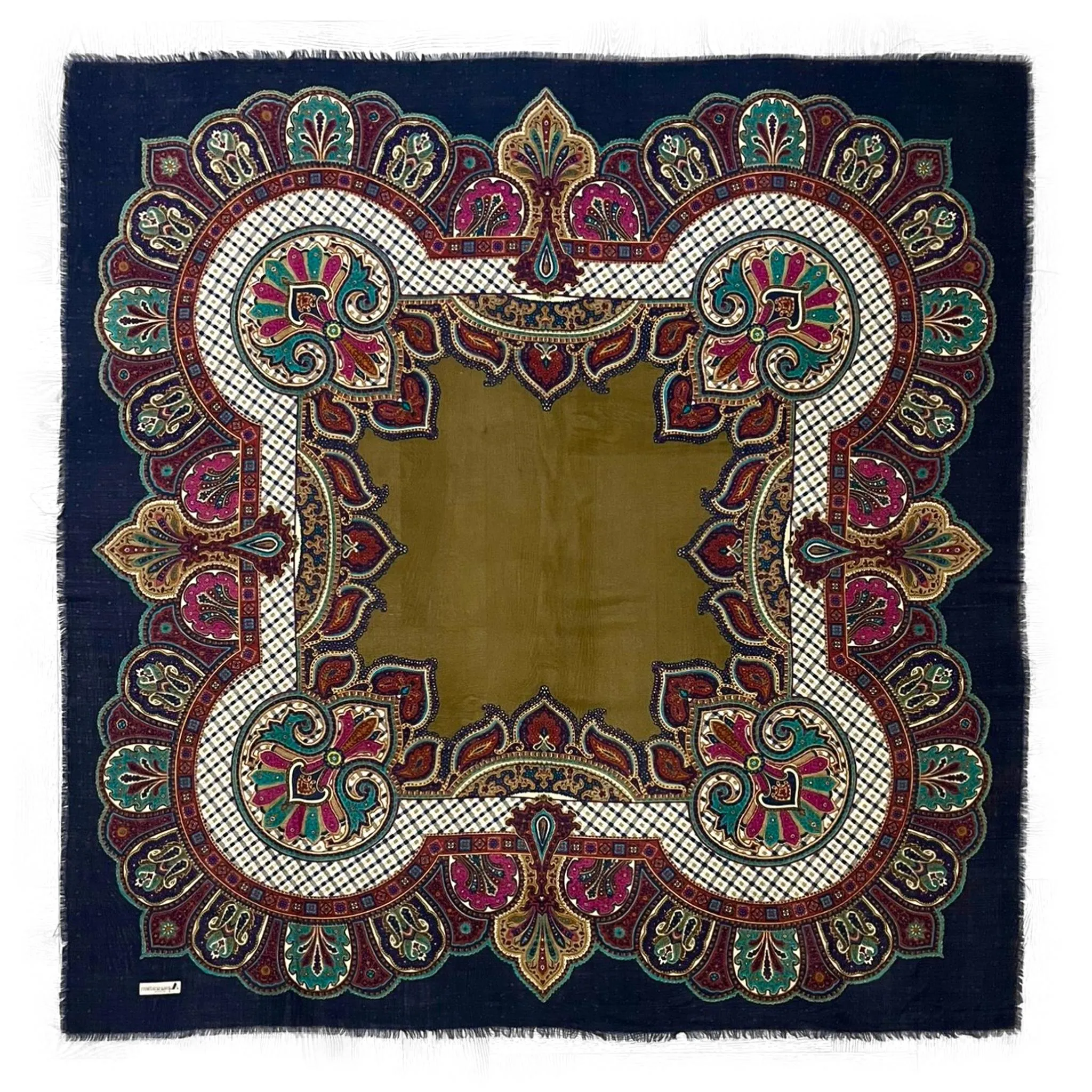 Aquascutum Silk & Wool Blend Paisley Scarf