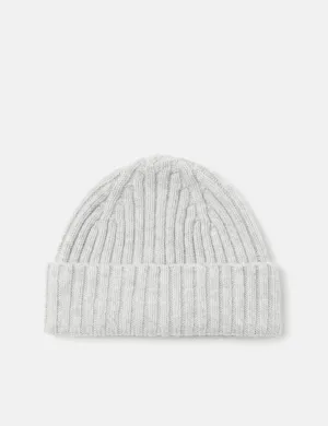 Bhode 2x2 Rib Beanie Hat (Merino Wool) - Pearl Grey