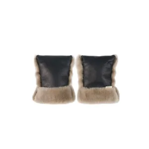 BINIBAMBA Coated Sheepskin Buggy Mittens - Noir   Toast