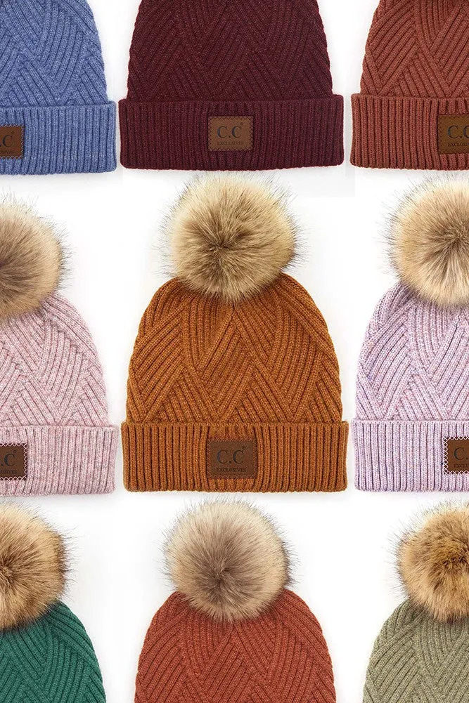 C.C Heather Beanie Pom