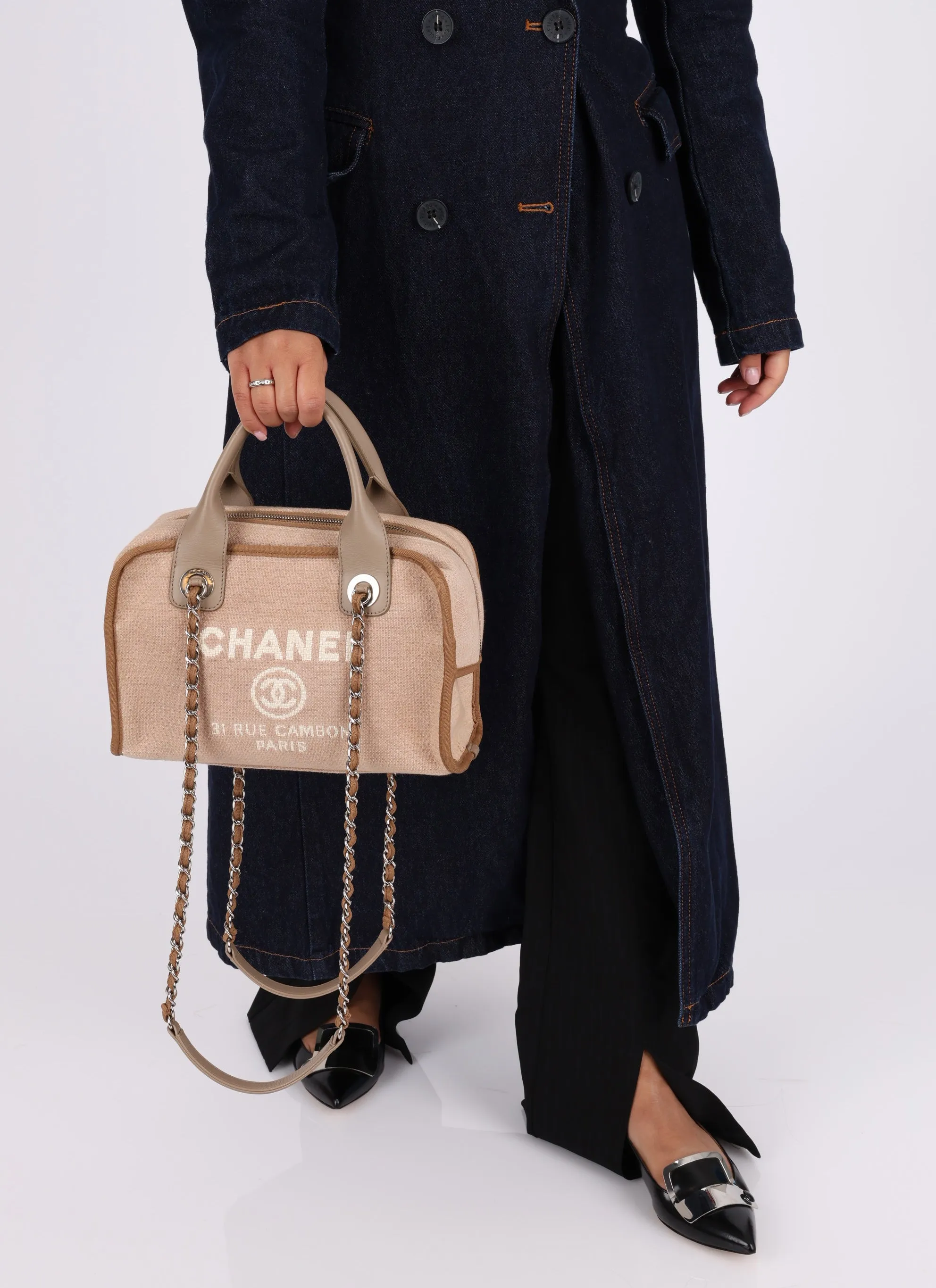 Chanel 2014 Canvas Rue Cambon Bowler Bag