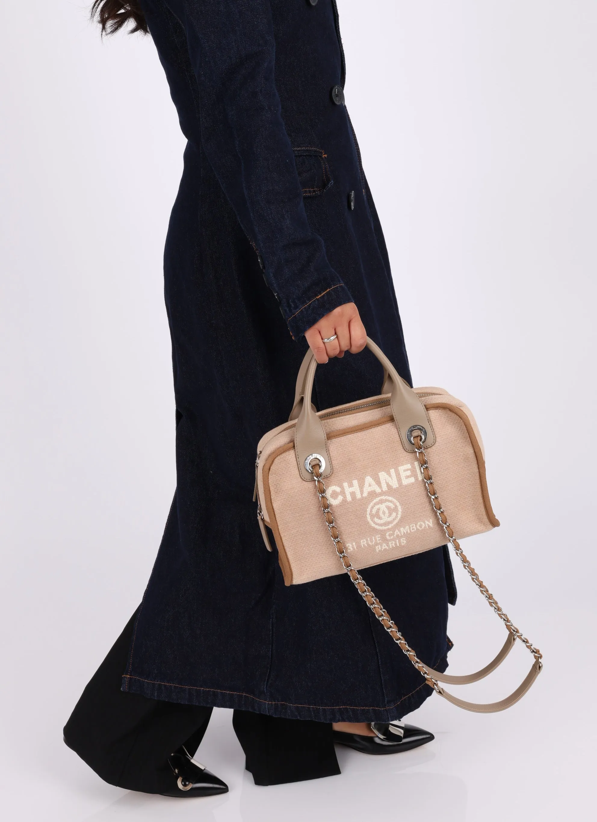 Chanel 2014 Canvas Rue Cambon Bowler Bag