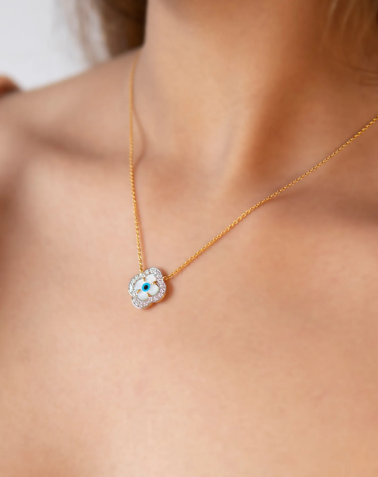 Clover Evil Eye Diamond Necklace