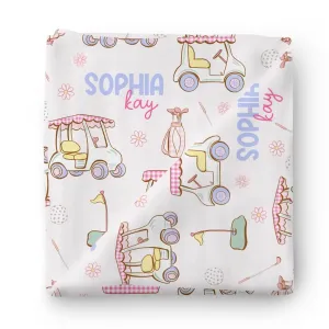 Country Club Cuties Personalized Swaddle Blanket | Pink