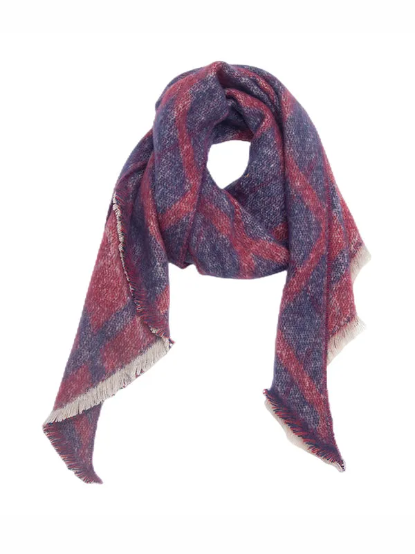 Diamond-Patterned Fringed Keep Warm Shawl&Scarf