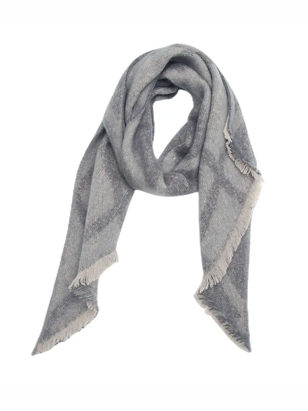 Diamond-Patterned Fringed Keep Warm Shawl&Scarf