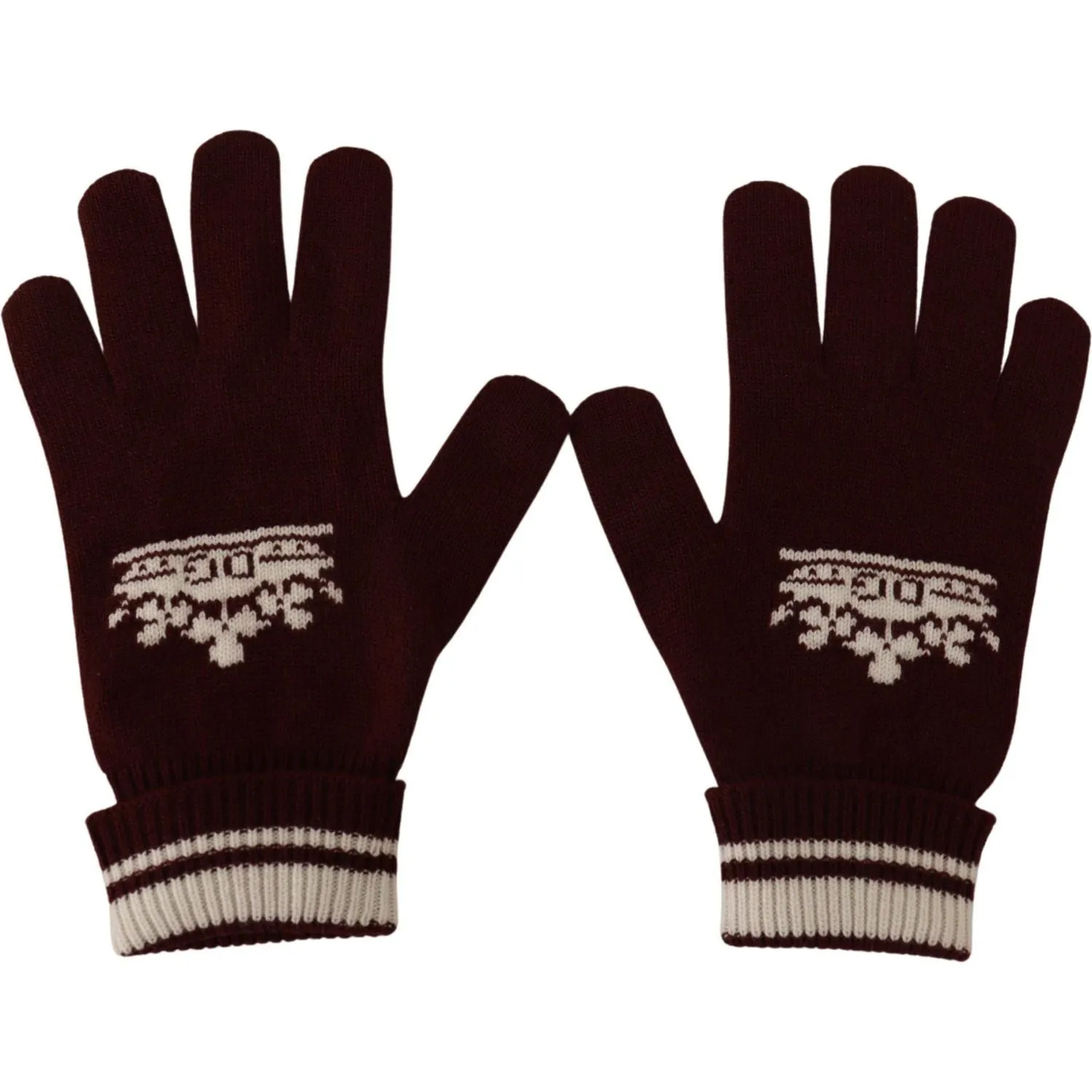 Dolce & Gabbana Elegant Red Cashmere Gloves with Crown Motif