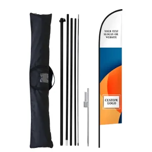 EAGLE PEAK Custom Printed Feather Flags with Your Logo and Design, Personalized Advertising Flags for Marketing, with Ground Spike & Carry Bag, 18x2.6 ft