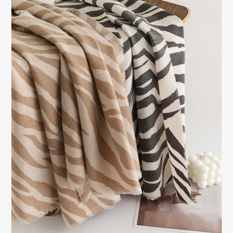 FH23-5216 Zebra print printed winter scarf