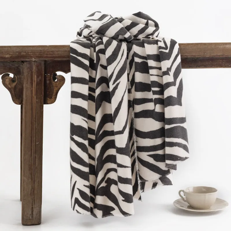 FH23-5216 Zebra print printed winter scarf