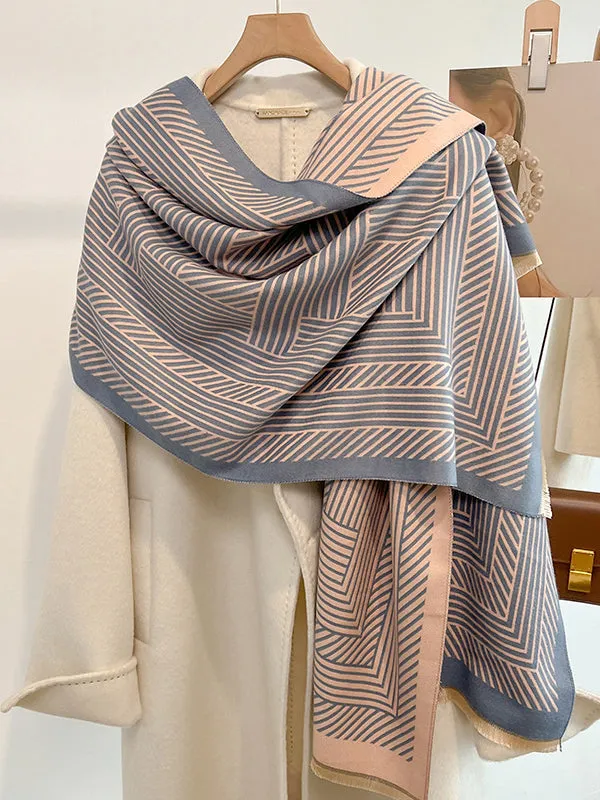 Fringed Keep Warm Striped Scarf