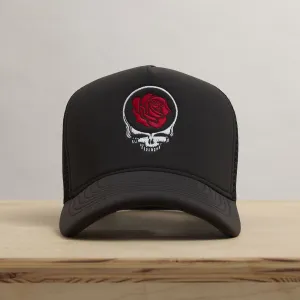 Grateful Dead Rose Embroidery Trucker - Carbon Grey