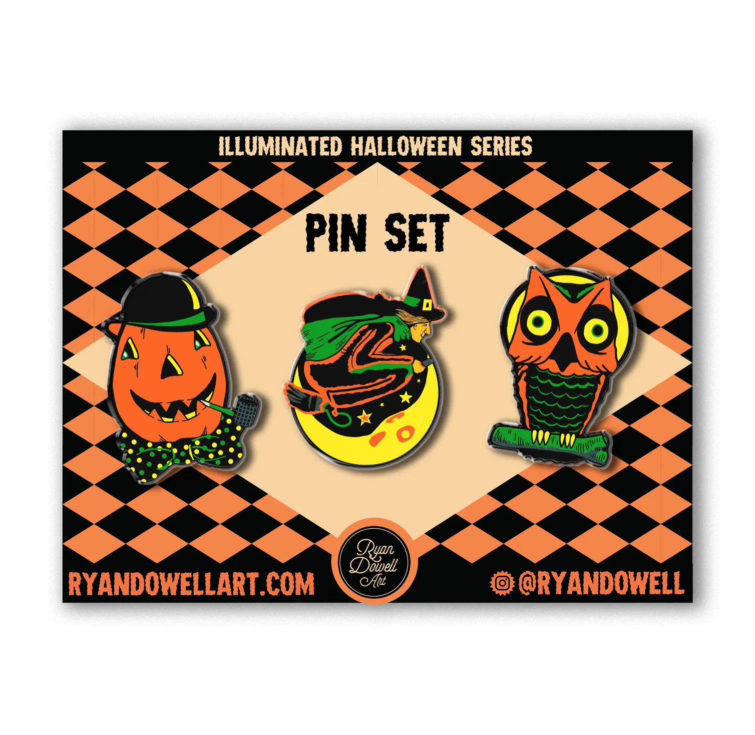 Illuminated Halloween Collection Mini Lapel Pin Set of 3