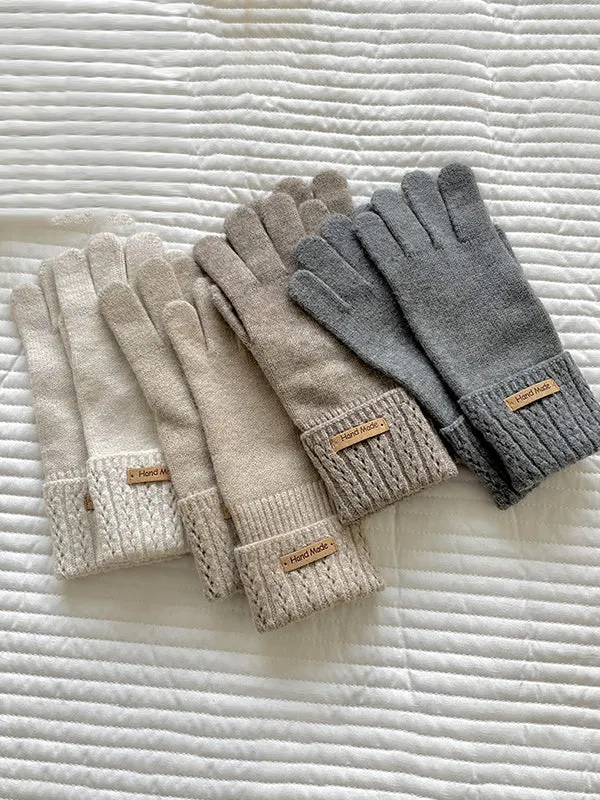 Jacquard Keep Warm Touch Screen Velvet Gloves Accessories