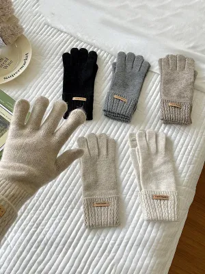 Jacquard Keep Warm Touch Screen Velvet Gloves Accessories