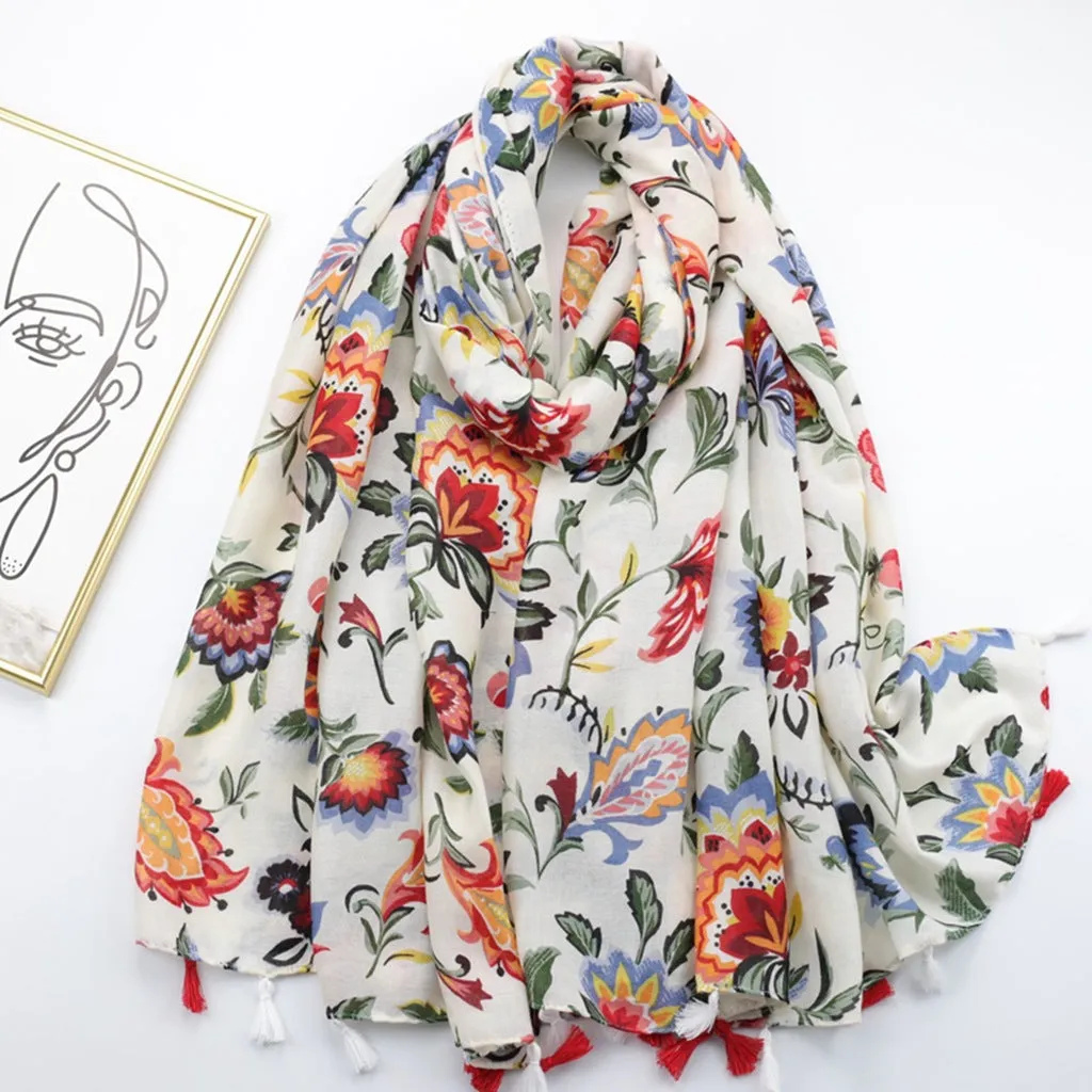 JY230247 Camellia flower printed scarf