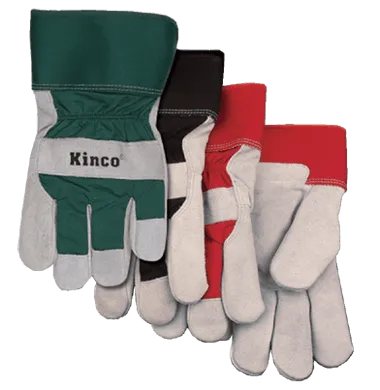 Kinco 1932 Suede Cowhide Safety Cuff with Shirred Elastic Wrist Wing Thumb Thermal Insulation Gloves (One Dozen)