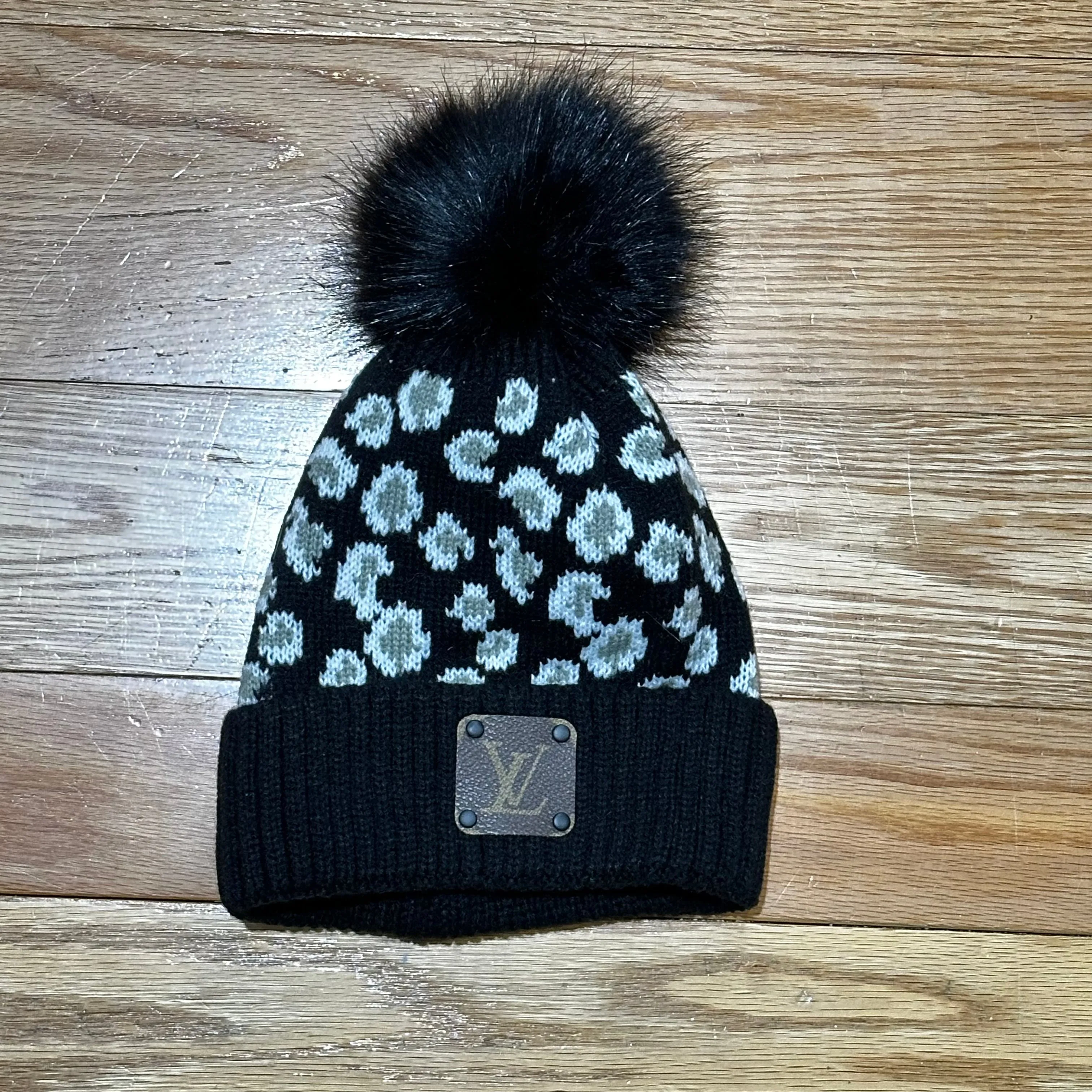 Leopard Pom Beanie Hat - LV