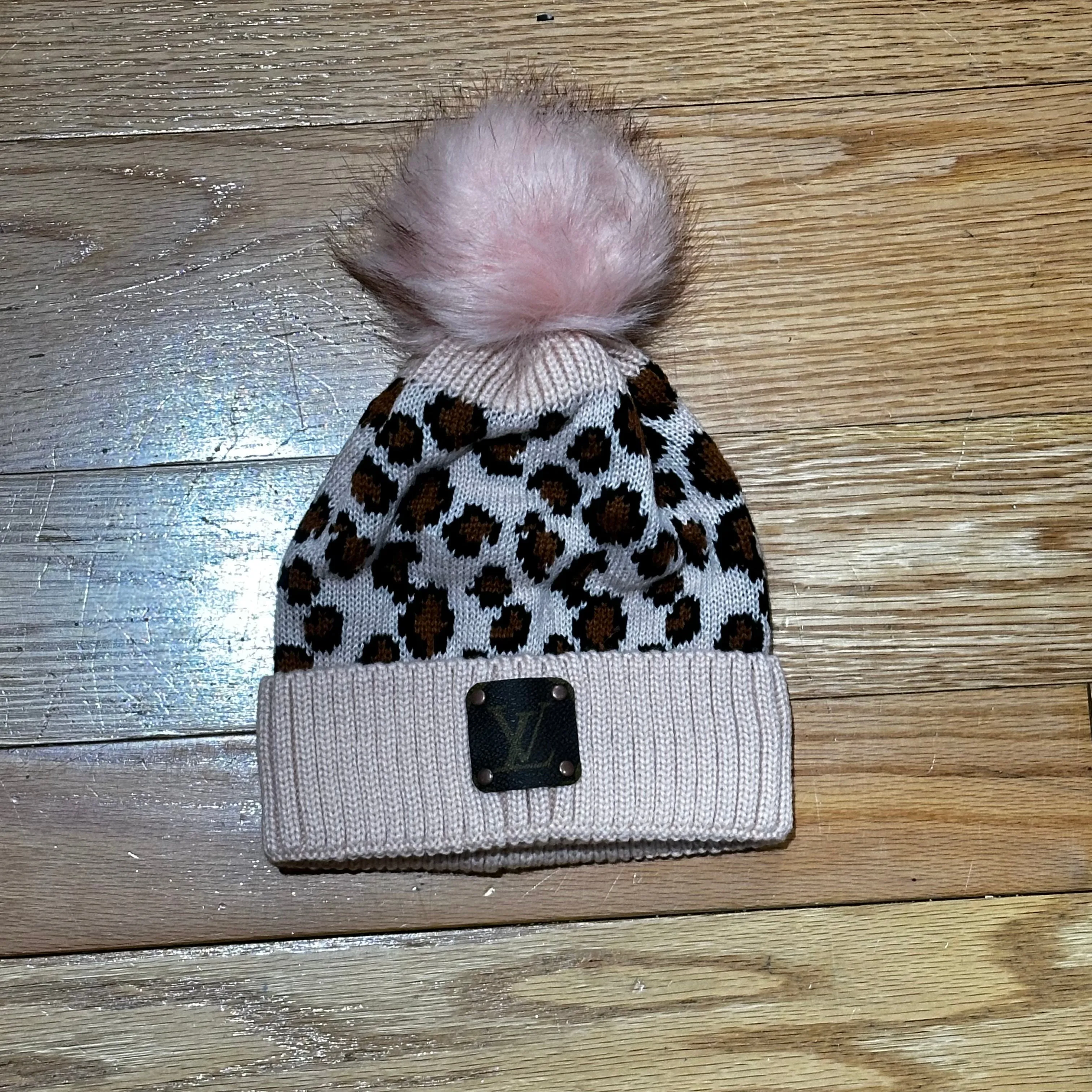 Leopard Pom Beanie Hat - LV