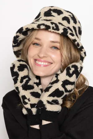 Leopard Teddy Pop-Top Mittens