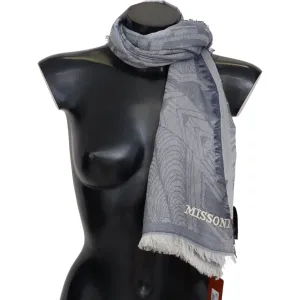 Missoni Elegant Cashmere Fringed Scarf in Gray