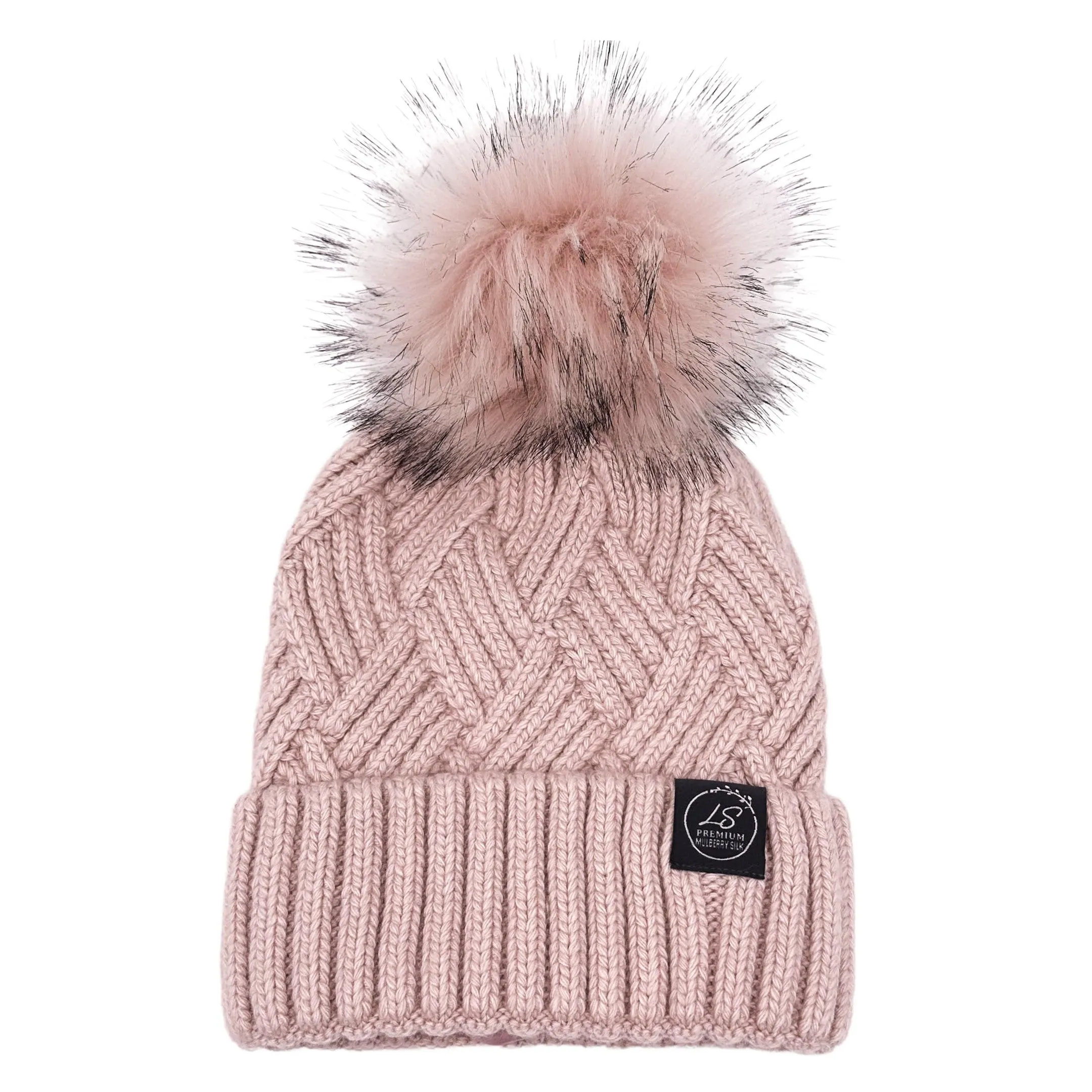 Mulberry Silk-Lined Cashmere Beanie Hat With Removable Pom Pom - Black