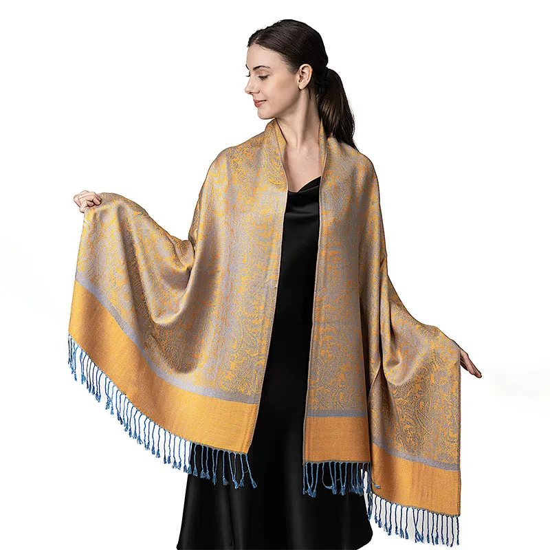 MY02Luxury brand autumn cashmere shawl women wrap warm winter scarf design printed female jacquard scarf