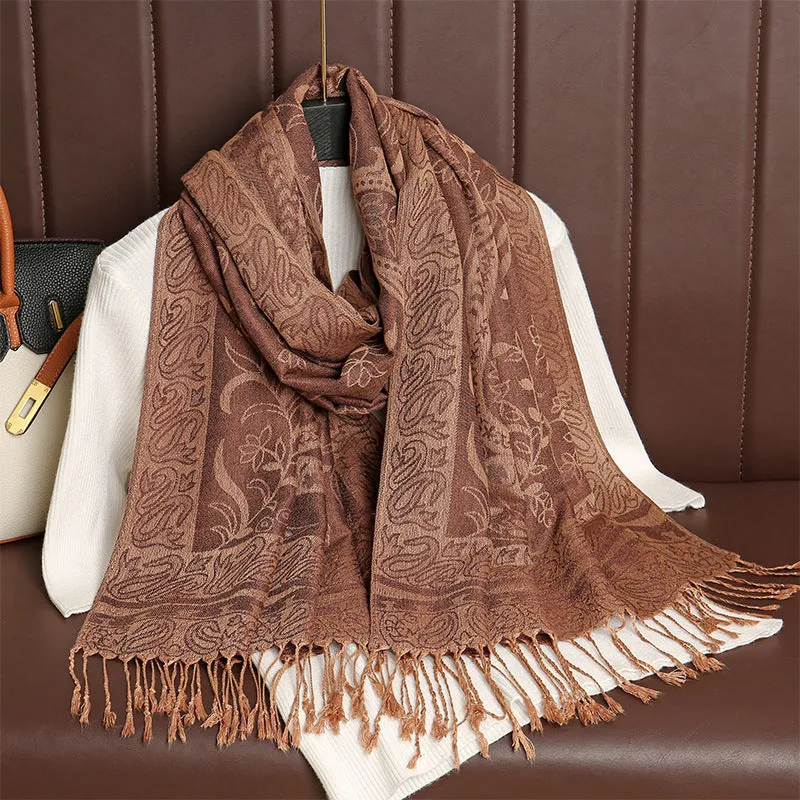 MY10 Hot sale autumn cashmere shawl ladies wrap warm winter scarf design print female jacquard scarf