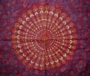 Sanganeer Block Print Scarf Soft Light Cotton 20 x 20 Burgundy