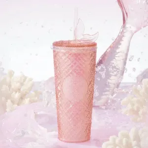 Starbucks 710mo/24oz Pink Glitter Mermaid Tail Jeweled Cup