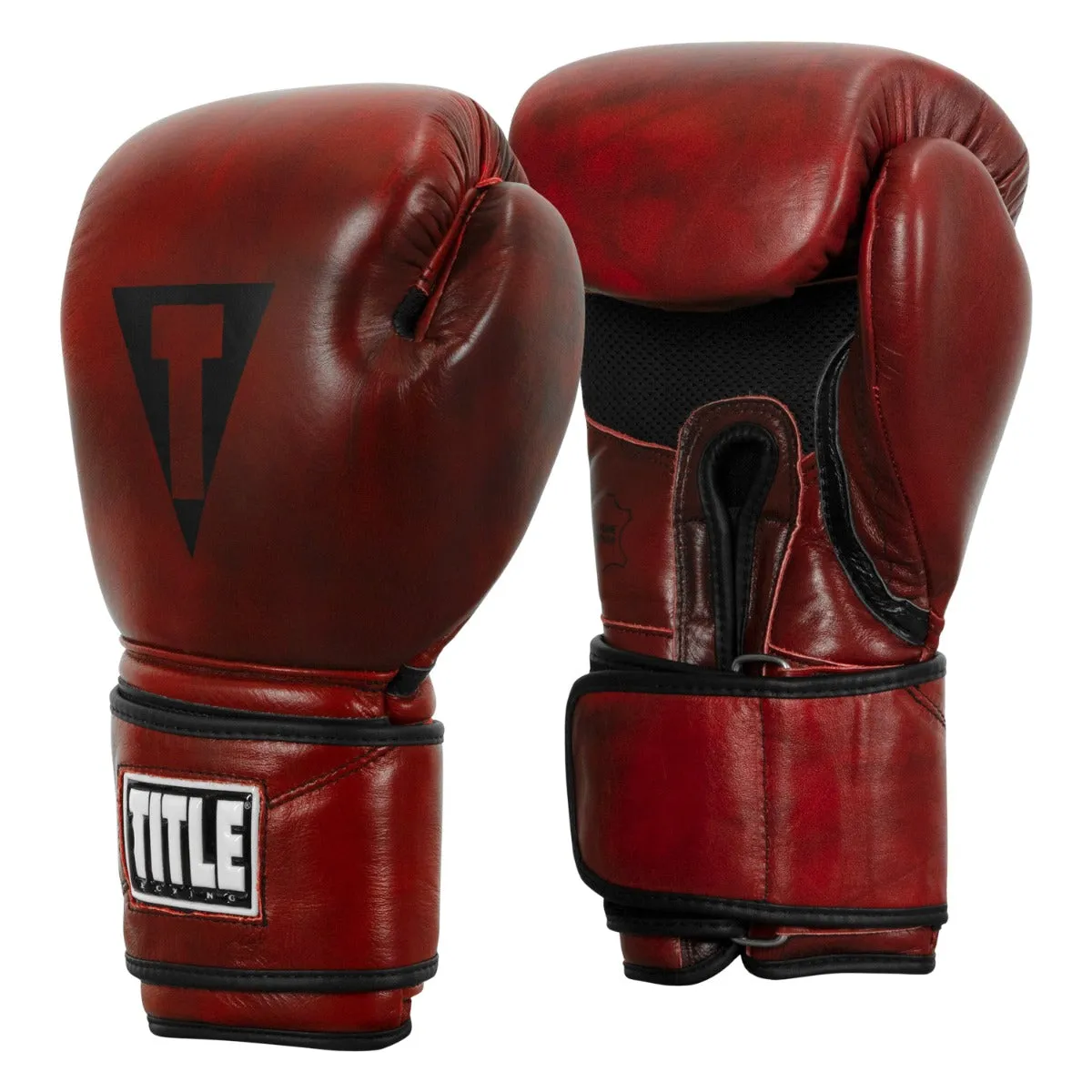 TITLE Boxing Blood Red Leather Bag Gloves