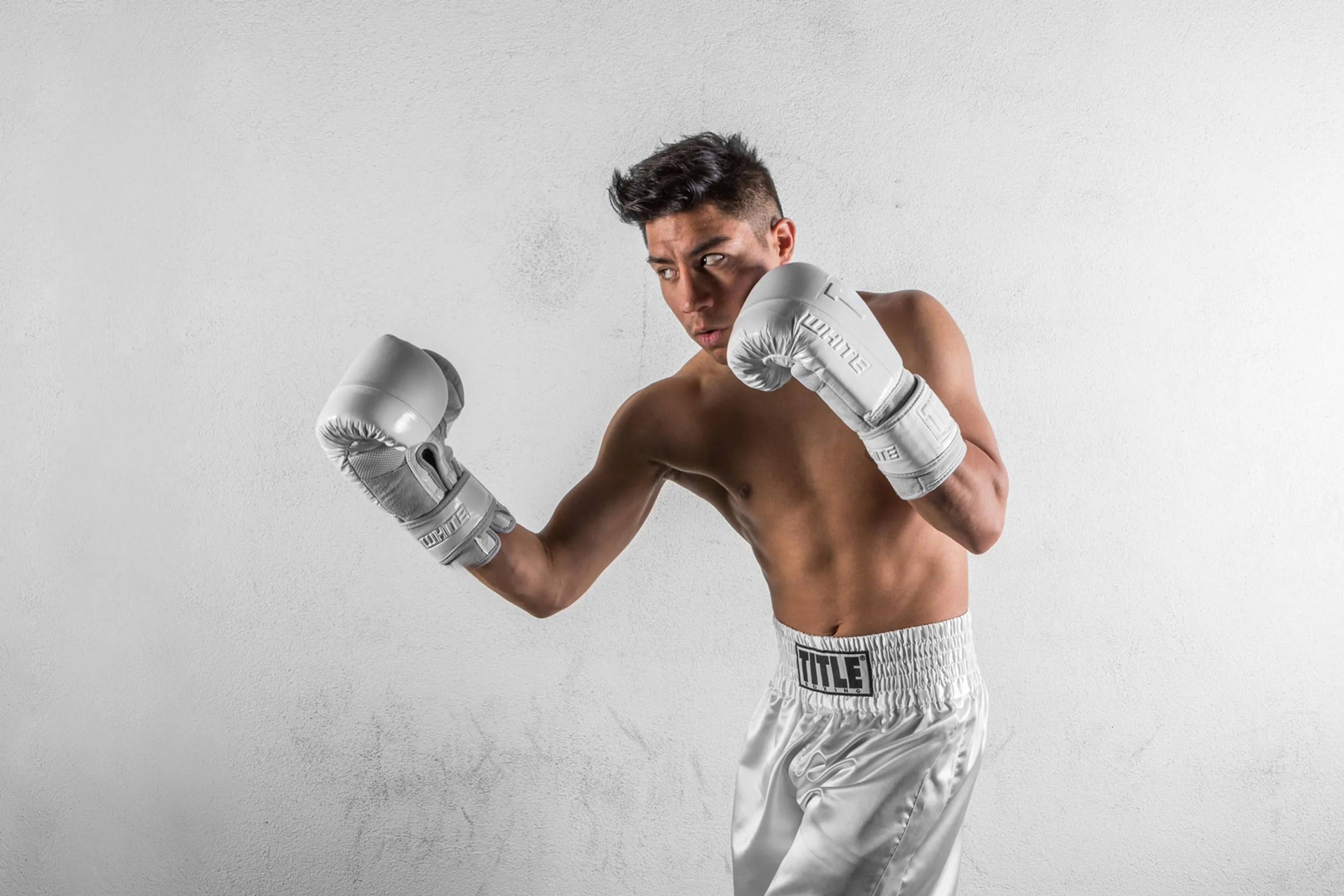 TITLE White Boxing Heavy Bag Gloves