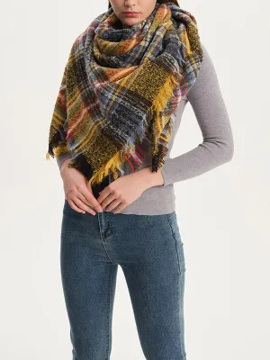 Triangle Fringed Keep Warm Plaid Shawl&Scarf