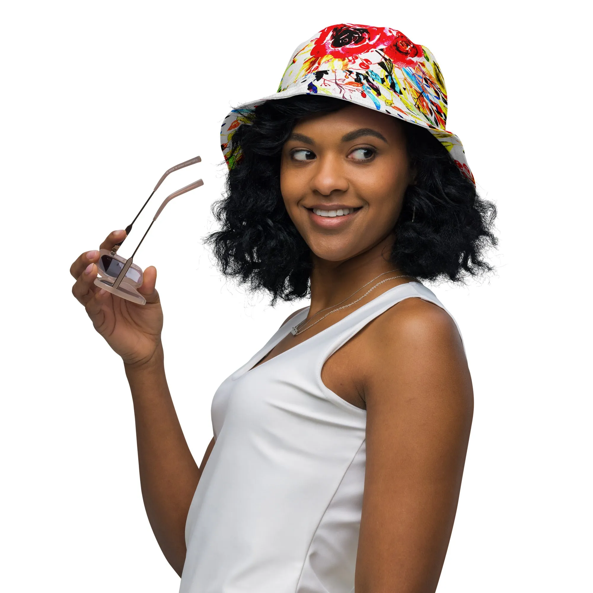 Vibrant Blossoms Embrace Every Hue with Our Colorful Floral Bucket Hat, lioness-love