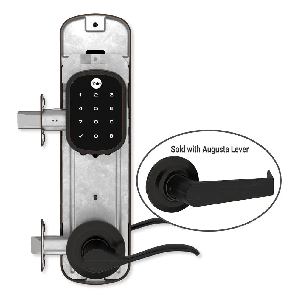 Yale Z-Wave Plus Assure Interconnected Key-Free Touchscreen Lockset, Augusta Lever, Left Handed, 5.5" Prep